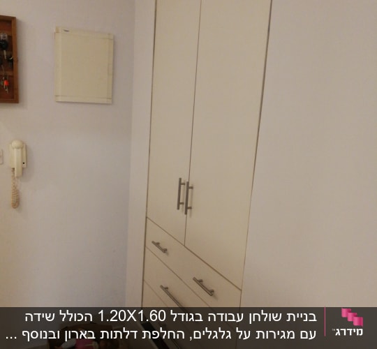 ארון עם דלתות ומגירות, ידיות מתכת